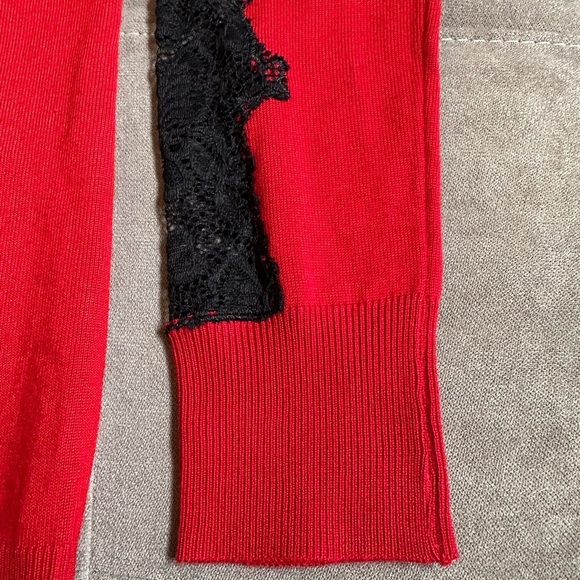 Hannah Rose Red and Black Cardigan Sweater - Picture 7 of 8